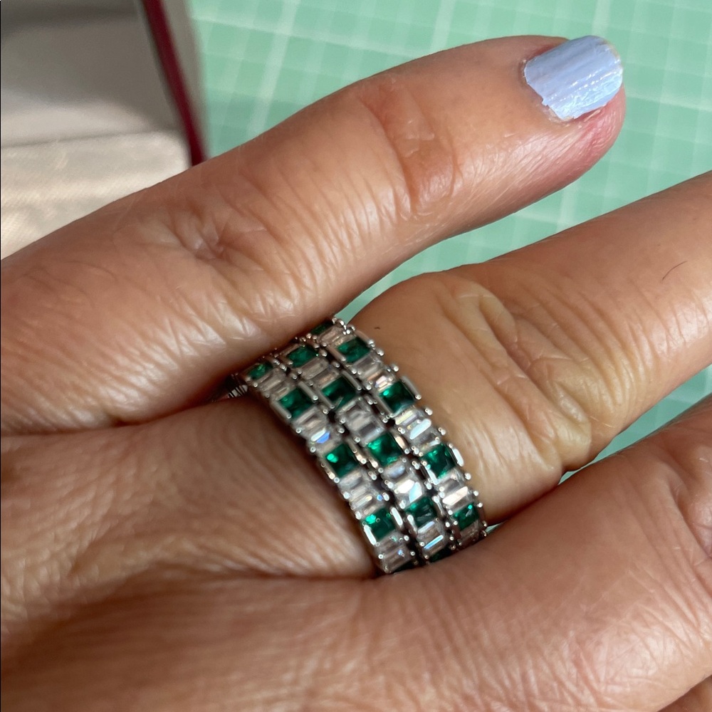 Elegant Set of 3,Sterling Silver W/ CZ Crystals Ring.NWT SZ 7